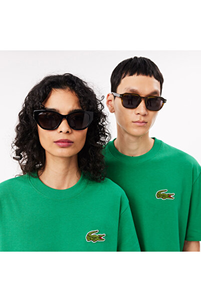 Lacoste Unisex Loose Fit Bisiklet Yaka Organik Pamuk Yeşil T-Shirt