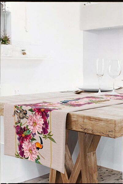 Home 140x50 cm Afrika Desenli Çiçekli Runner