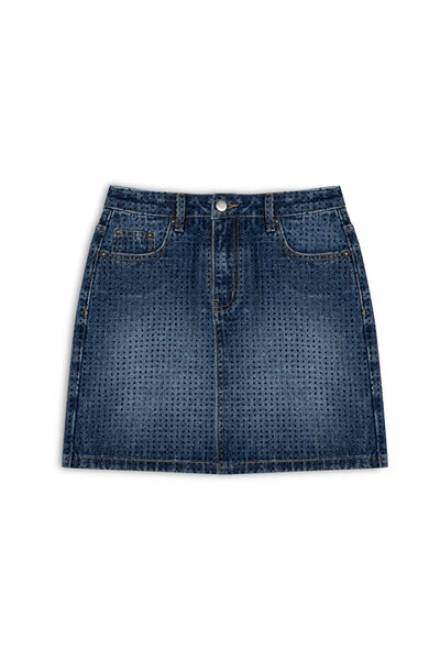 Twist Hotfıx baskılı jean etek