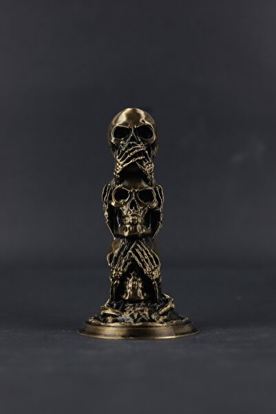 domini Görmedim Duymadım Bilmiyorum - Kuru Kafa - Figür / Büst - Bronz - 22cm