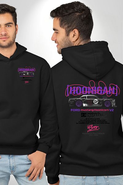 Angemiel Ford Hoonicorn V2 Hooded Black Sweatshirt - Pocket and Back Print, Unisex