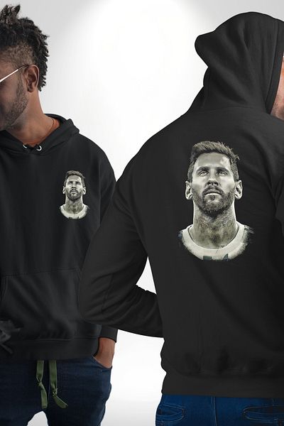 Angemiel Messi Sports Football Heroblack Hooded Pocket Back Printed Sweatshirt Women Men Unisex