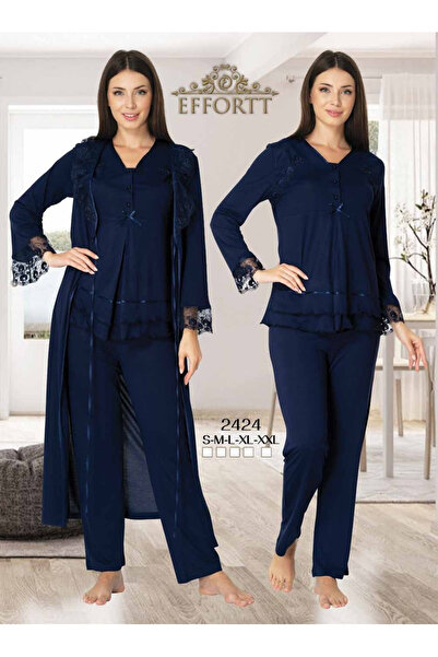 Effortt Venra bebek  EFFORT Lohusa Hamile Sabahlıklı Pijama Takımı dentel dey...