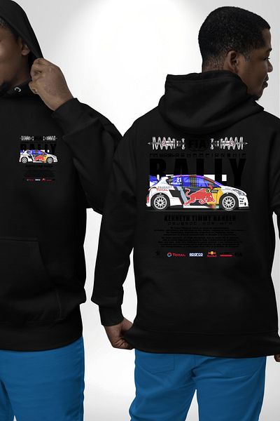 Angemiel Peugeot 208 Wr Fia World Ship Black Hooded Unisex Sweatshirt - Pocket Back Printed