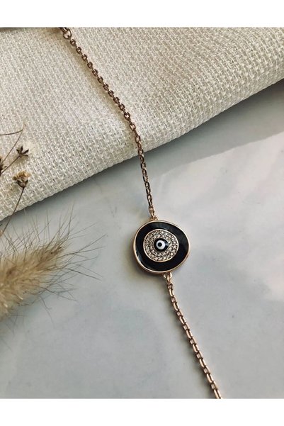 petit bijou Women's Gold Evil Eye Beaded Bracelet, Steel Bracelet, Evil Eye Bracelet, Zircon Stone Steel Chain Bracelet