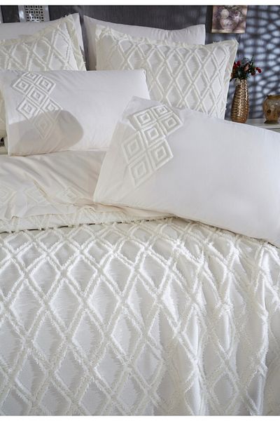 Şekerbibi Liya Cream Color 9 Piece Pique Duvet Cover Set