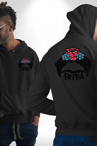 Angemiel Flower Crown Black Hooded Pocket Back Printed Sweatshirt