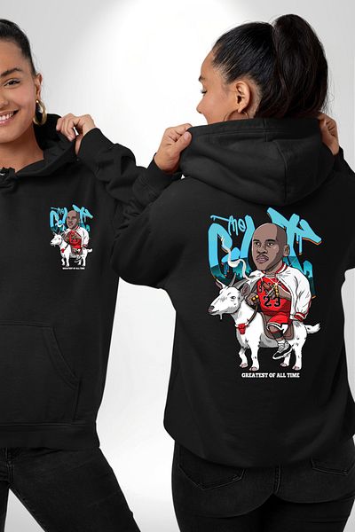 Angemiel Goat Micheal Basketball Sweatshirt - Black Hood, Pocket Print, Unisex