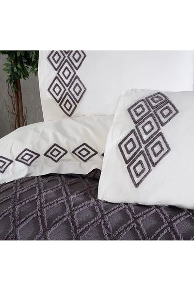 Şekerbibi Anthracite Liya 9 Piece Pique Duvet Cover Set