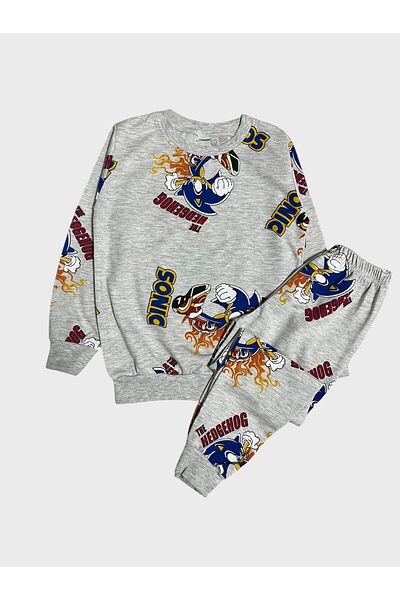 Fil Kids Boy's Cotton Gray Sonic Patterned Long Sleeve Seasonal Pajamas Set