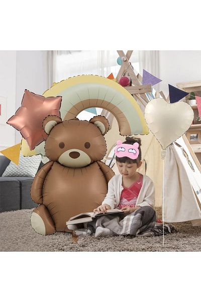 DÜVENCİ TİCARET Retro Color Bear Foil Balloon Balloon Set