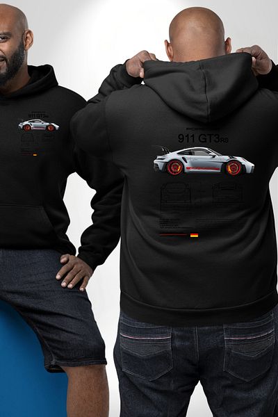 Angemiel Porche 911Gt3 Rs Racing Black Hooded Unisex Sweatshirt