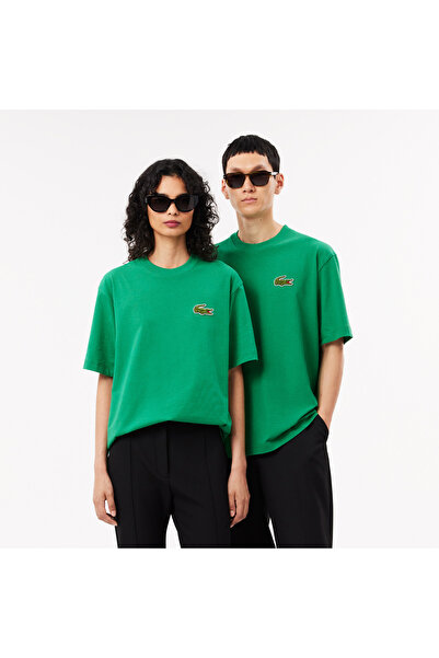 Lacoste Unisex Loose Fit Bisiklet Yaka Organik Pamuk Yeşil T-Shirt