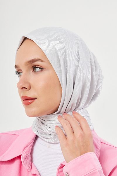 Scarf Gi Shine Diagonale Jacquard Shawl - Silver Gray