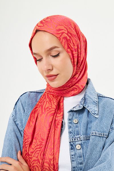 Scarf Φούξια πορτοκαλί Gi Shine Diagonale Ζακάρ Σάλι