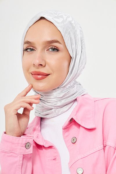Scarf Gi Shine Diagonale Jacquard Shawl - Silver Gray