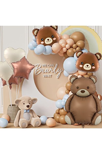 DÜVENCİ TİCARET Star Heart Retro Color Bear Foil Ballon Ballon Chain Set