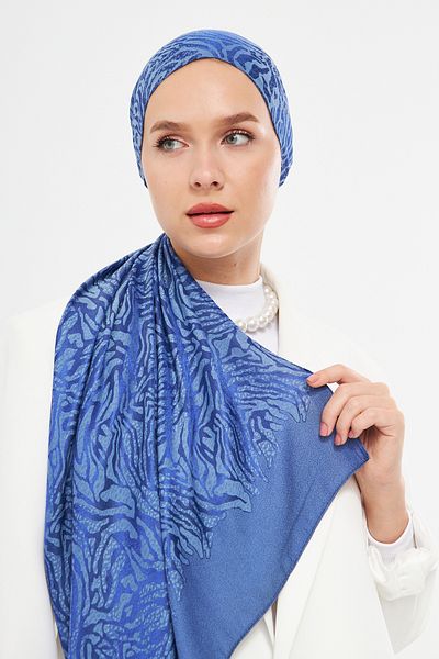 Scarf Gi Shine Diagonale - Σάλι Saks Blue Jacquard