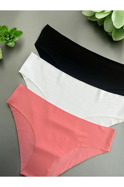 my cherie Ροζ/Λευκό/Μαύρο Γυναικείο Κοστούμι Lycra 3 τεμαχίων χωρίς ραφή μπικίνι