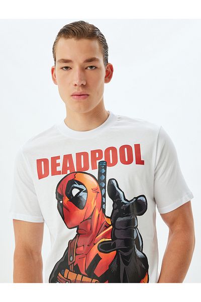 Koton Βαμβακερό μπλουζάκι με άδεια Deadpool Crew Neck