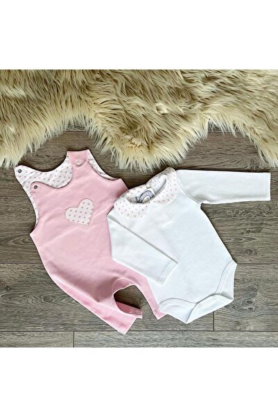 Happy Moon Bebek Kız Bebek Salopet Takım Body Zıbın Tulum Romper Pamuklu