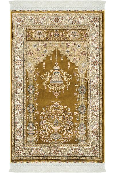 Cool Halı Prayer 01 Gold - Thick Prayer Rug, Dowry Bride and Groom, Couple Bundle Gift Set