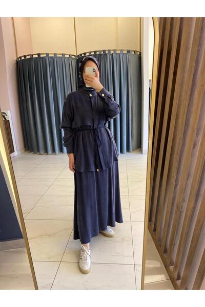 Hilay بدلة تنورة الياسمين الجديدة باللون الأزرق الداكن