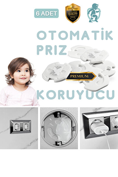 Güvenli Adımlar 6 Adet Otomatik Kapanır Priz Koruyucu, Priz Kapağı
