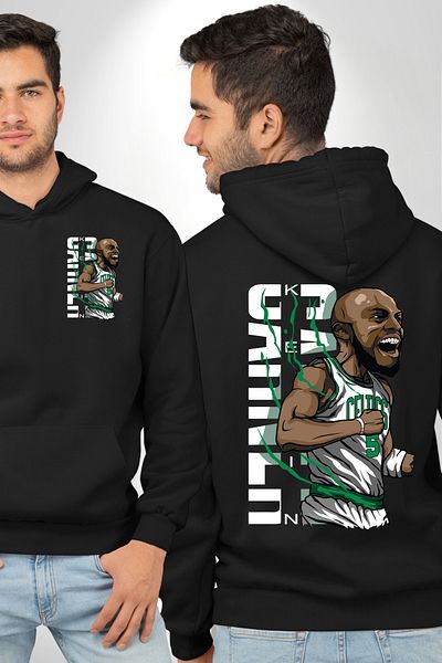 Angemiel Celtics Basketball Cartoon - Unisex Sweatshirt with Black Hood and Pocket Print