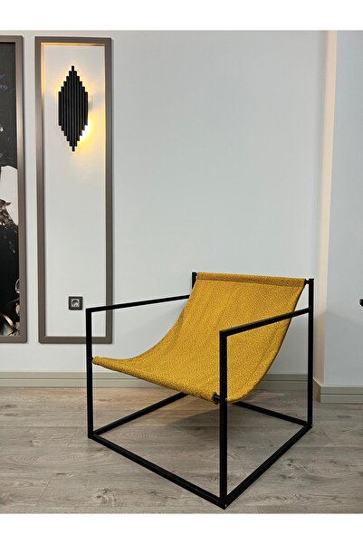 Rafadi MODERN DEKORATİF METAL AYAKLI BERJER SALON OTURMA ODASI BALKON BERJERİ