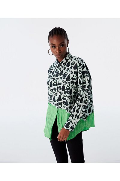 Twist قميص بنمط Colorblock