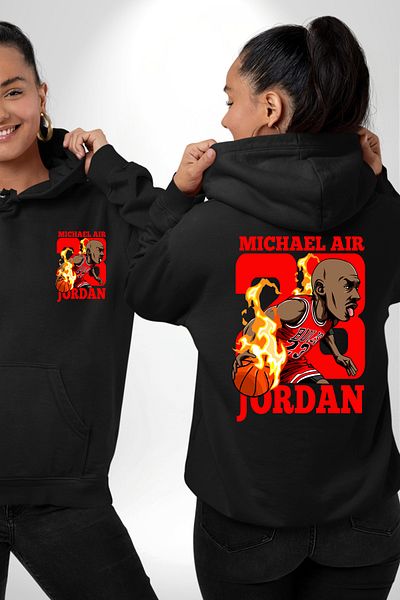 Angemiel Michael Bulls Basketball Cartoon Print - Black Hooded Unisex Sweatshirt