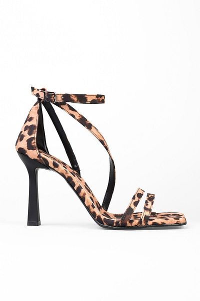 Shoeberry Γυναικεία παπούτσια με τακούνι Mules Leopard Satin