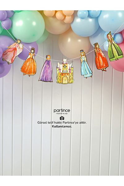 partince Στολίδι τοίχου γενεθλίων με θέμα Princess Castle Princess Birthday
