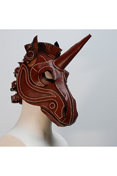 charwooydesign At temalı gerçek deri el yapımı maske