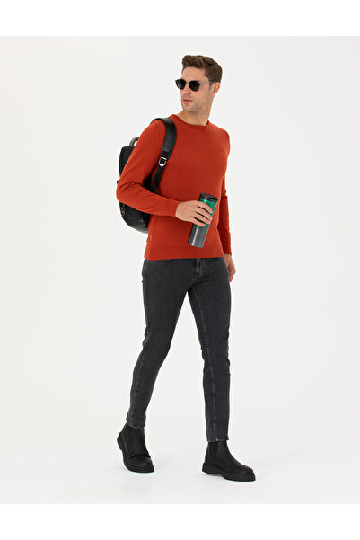 Pierre Cardin Kiremit Slim Fit Crew Neck Basic Knitwear Sweater 50270179-Vr031
