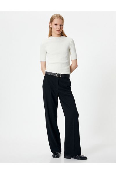 Koton Knitwear Sweater Short Sleeve Ribbed Round Neck