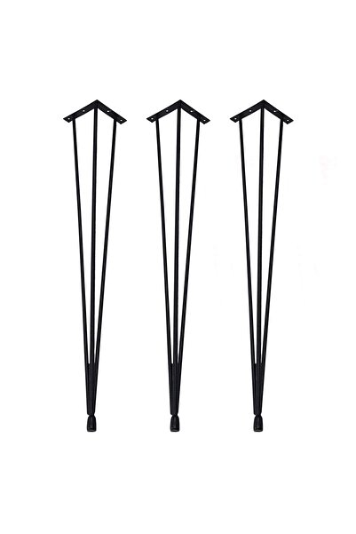 Grande Home İzmir 3 Lü Metal Firkete Ahşap Ve Kütük Sehpa Ayağı 48 Cm