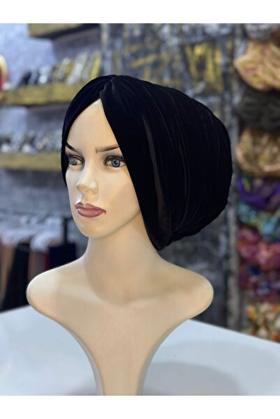 zagreus Kadın kadife siyah büzgülü bone