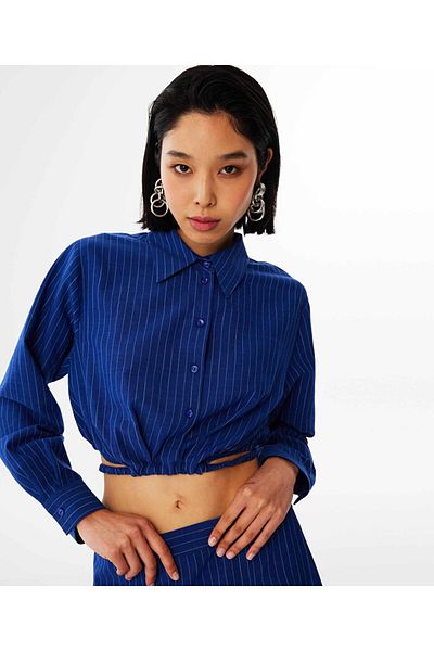 Twist Striped Crop Shirt