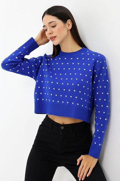 Devinka Γυναικεία πλεκτή μπλούζα Crew Neck - Κοντή