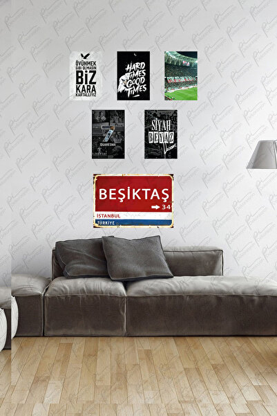 Pi Dekorasyon Kartal Siyah beyaz Tablo Seti Altılı Set 1'Adet (20*30cm) + 5'Adet (10*15cm)