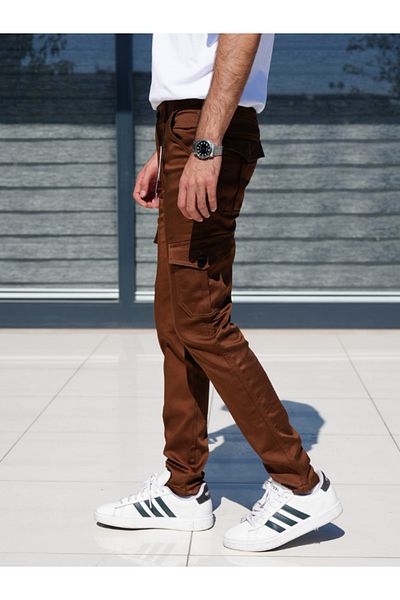 WKM Pantaloni pentru bărbați cu buzunar cargo din lycra cu croială normală