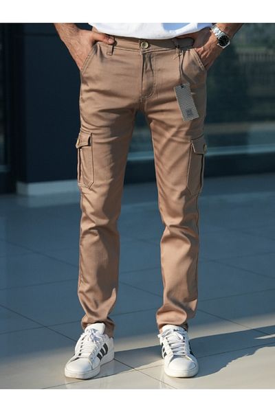 WKM Pantaloni pentru bărbați cu buzunar cargo din lycra cu croială normală