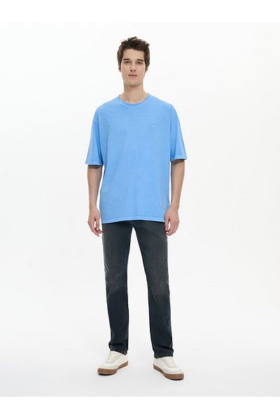 Ltb Tricou albastru cu decolteu - Efect Pale