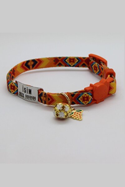 CARAMELOS Güvenlik Kilit İsimli Kedi Tasması-Sallanmayan İsimlik-Çelik Kedi Künyesi- Kedi isimlik-Safety Click