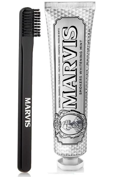 Marvis Smokers Mint Beyazlatıcı Diş Macunu 85 ml Ve Black Orta Sert Diş Fırçası