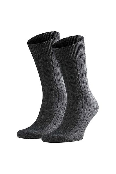 FALKE Packung mit 2 Herren-Socken – Teppich im Schuh, Merinowolle, Unifarben