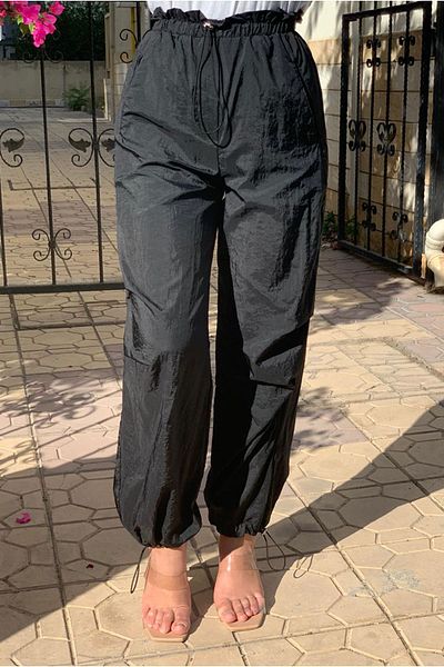 Moda Rosa 23Y4568 - BLACK - PARASHUT JOGGER PANT