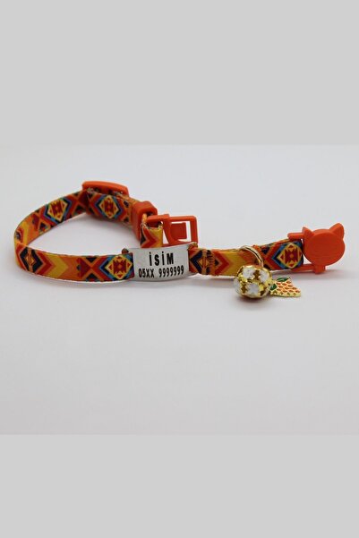 CARAMELOS Güvenlik Kilit İsimli Kedi Tasması-Sallanmayan İsimlik-Çelik Kedi Künyesi- Kedi isimlik-Safety Click